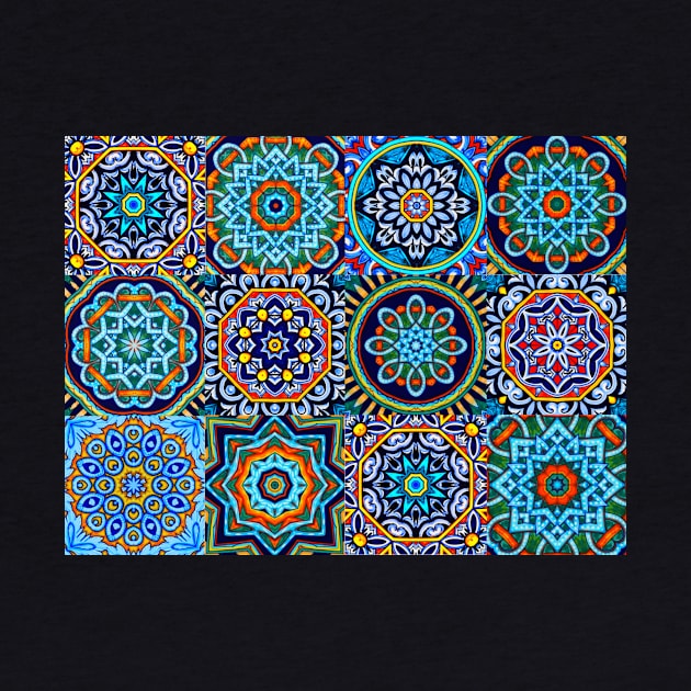 Moroccan arabic oriental tile pattern Blue by redwitchart